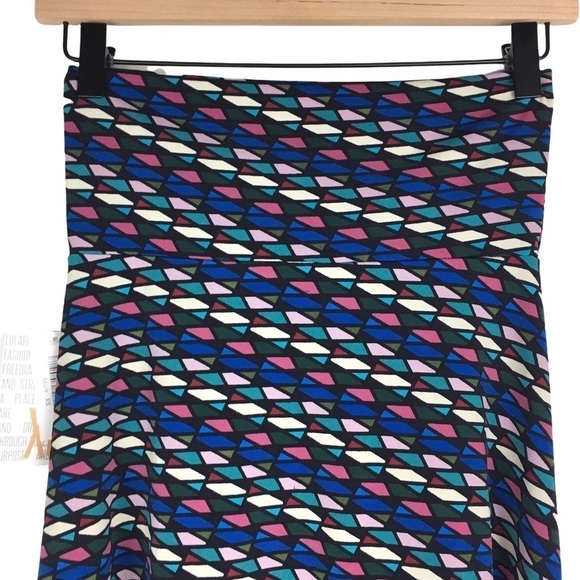 LULAROE Azure Skirt Knee Length Stained Glass Kaleidoscope Retro Mod Size XS NWT - Picture 6 of 14